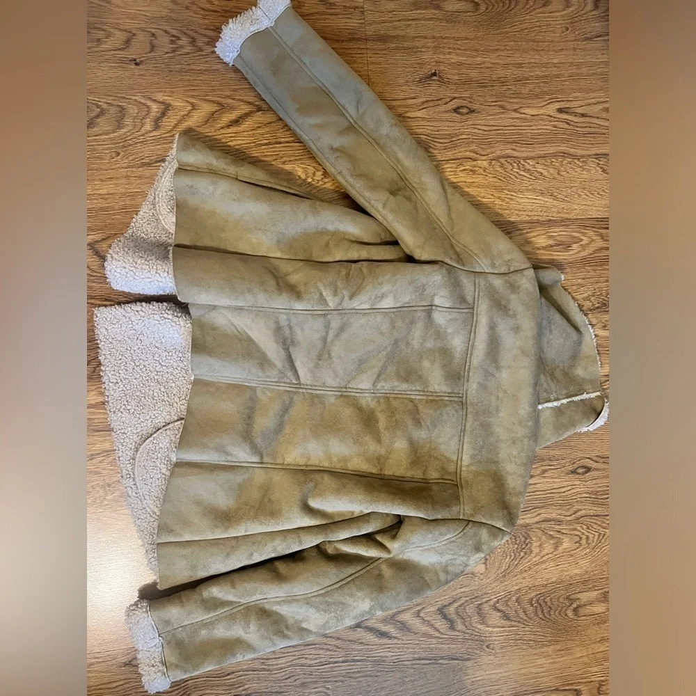 Urban outfitters ecote button Tan Shearling Jacket Anthropologie fp boho moto M
